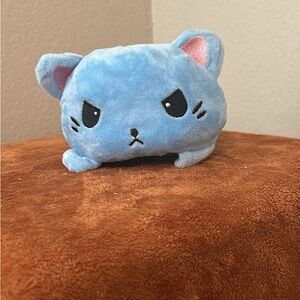 Cute Blue Cat Plush with Pink Ears